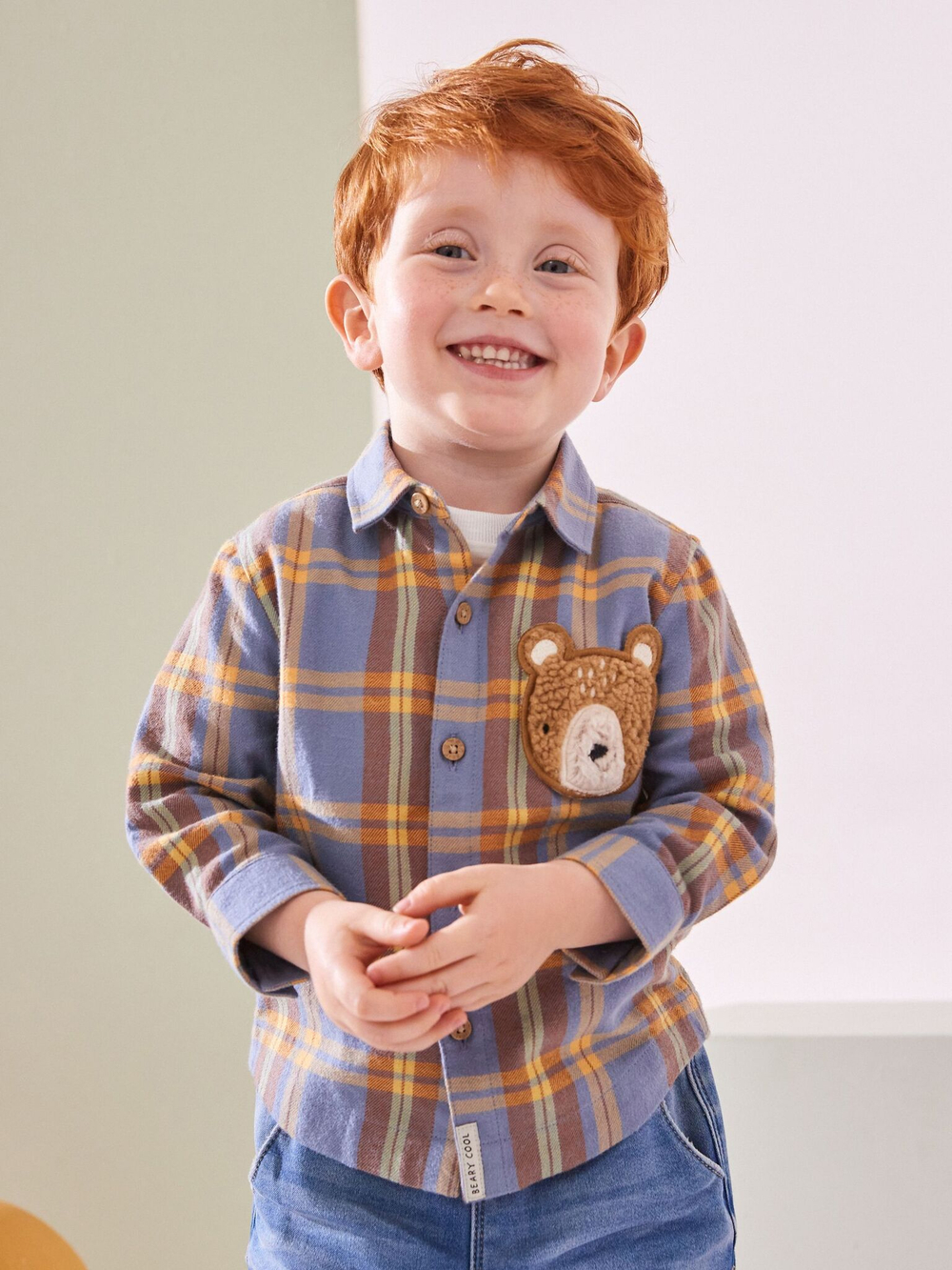 Рубашка для мальчика Next K83-239, Синий, Коричневый