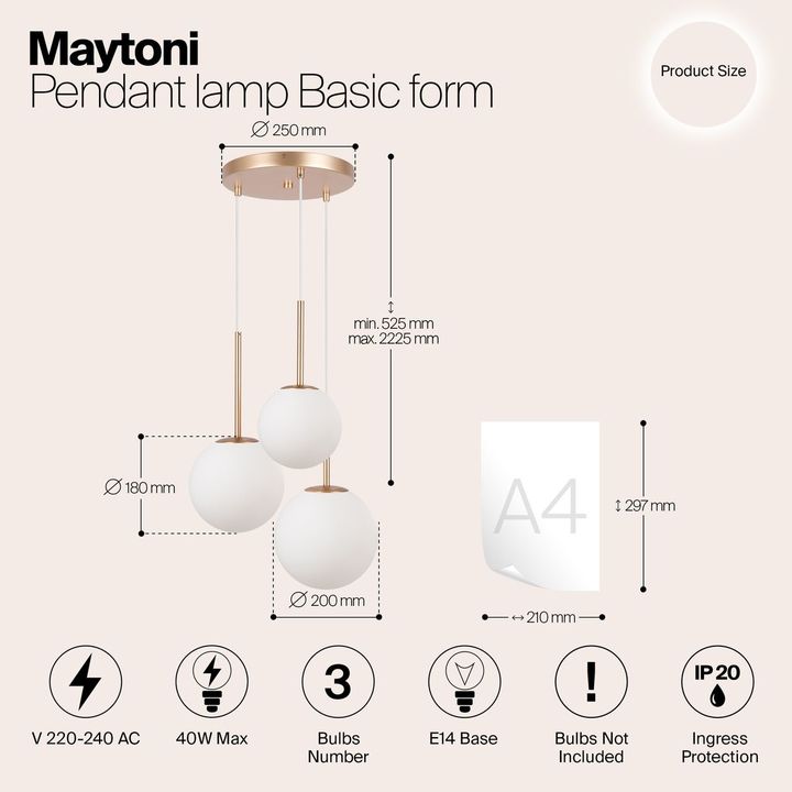 Подвесной светильник Maytoni Basic form MOD321PL-03G1