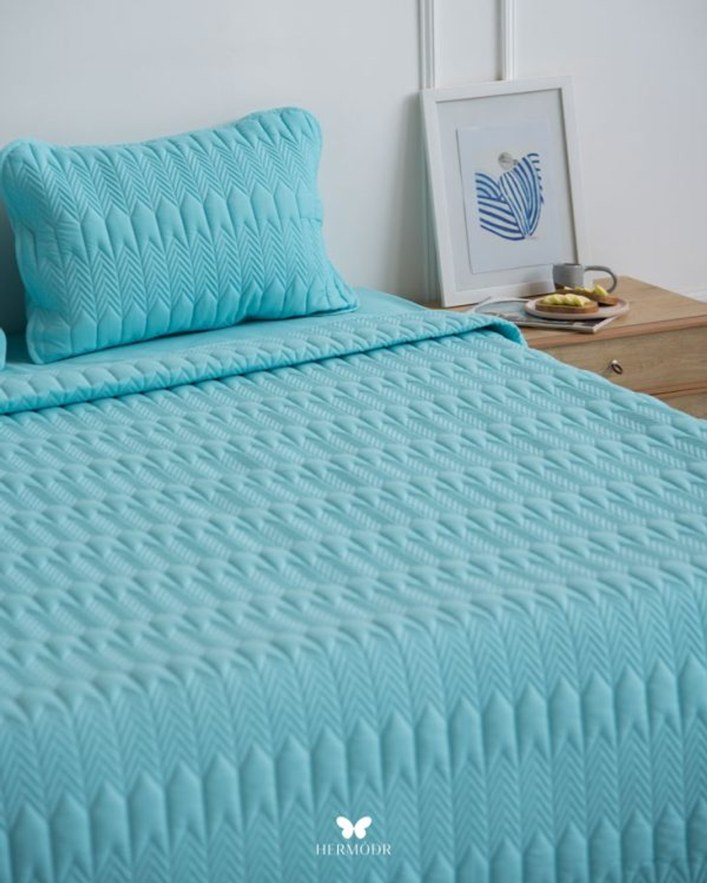 Комплект стеганного покрывала и 2 наволочек Kaj Navy Hermodr 130220327 Иран