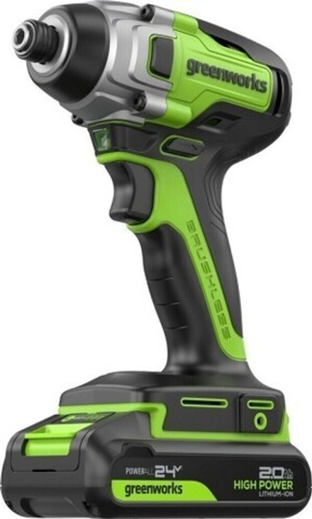 Гайковерт аккумуляторный GREENWORKS GD24ID3 ударный, 24V, АКБ 2Ач и ЗУ 3802807CUA