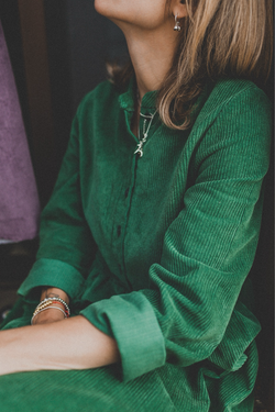 Платье оверсайз, зеленый вельвет