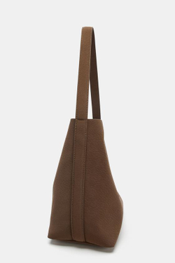 ZARA СУМКА-МЕШОК НА ПЛЕЧО, КОРИЧНЕВЫЙ