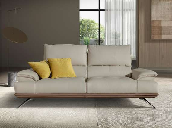 3-местный диван из серо-коричневой кожи, модель 6247