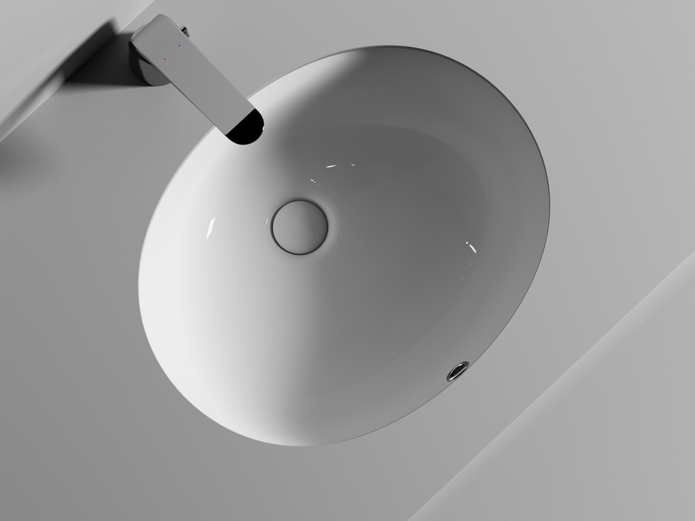 Умывальник овальный встраиваемый под столешницу Element 510x420x195мм, с крепежом и шаблоном для установки