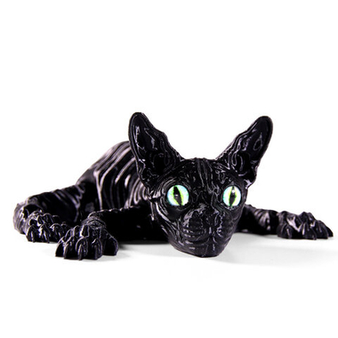 Подвижный черный кот Сфинкс, игрушка антистресс