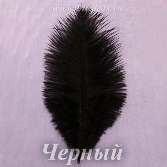 Перо страуса 20-25 см, Черный