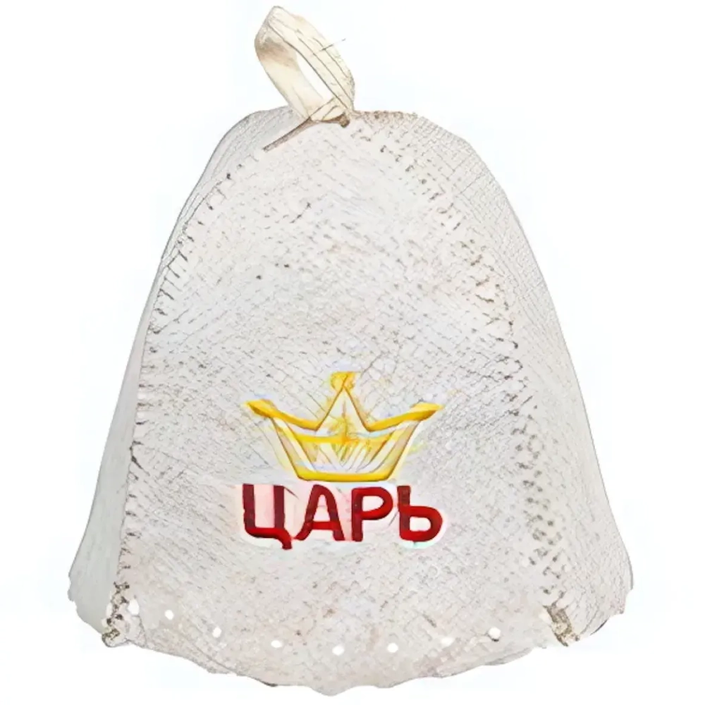 Шапка банная классическая с вышивкой «Царь», цвет белый, (без упаковки)