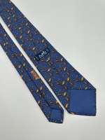Галстук синий с обезьянами Hermes