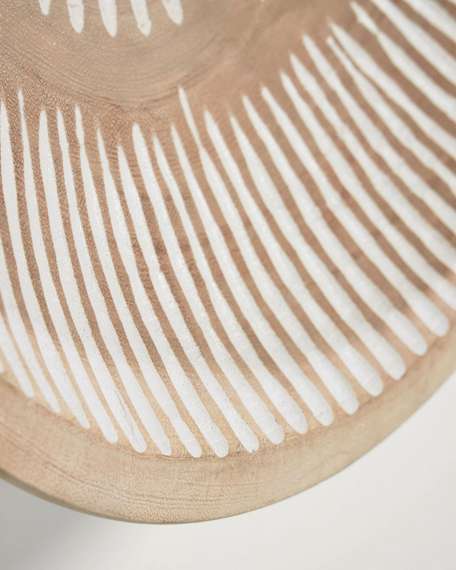 Настенная панель Mely из массива альбиции в белую полоску Ø 49 см