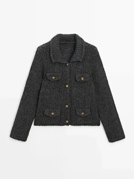 Massimo Dutti Кардиган с карманами, серый