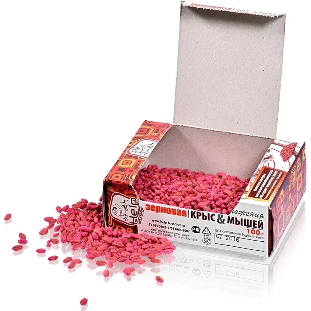 Приманка зерновая для уничтожения крыс и мышей 100г «HELP»
