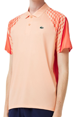 Мужское теннисное поло Lacoste Tennis x Novak Djokovic Tricolour Polo Shirt - light orange/red/orange