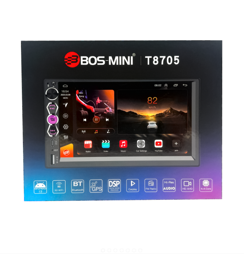 Автомагнитола 2DIN QLED 7" Android 4+64GB DSP Wi-Fi Bos-Mini T8705