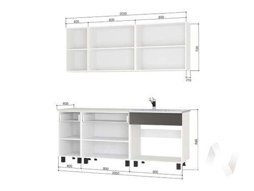 Кухня Дакота 2;0 (бетон пайн/графит)