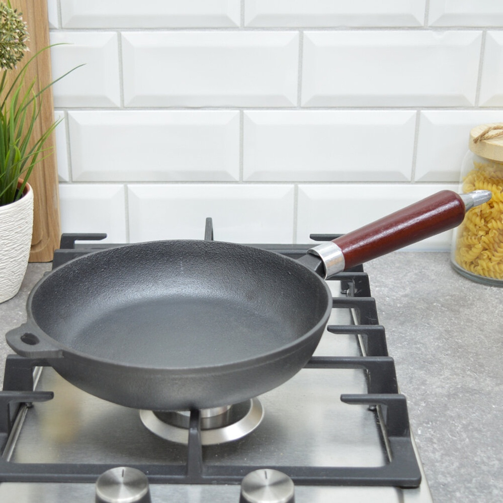 Сковорода 22см чугунная с деревянной ручкой CIF22-W