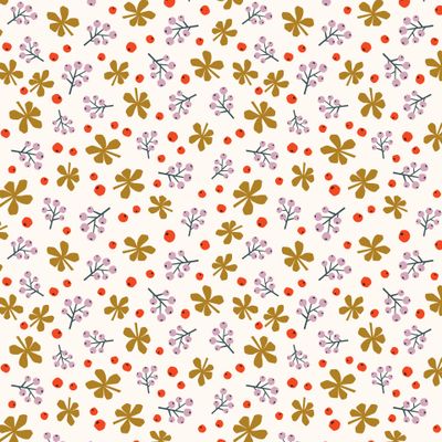 Ягоды и листья на розовом. Осенний принт