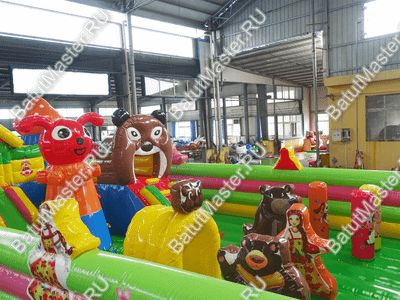 Детский надувной батут-горка "Маша и медведи" 16*10 м