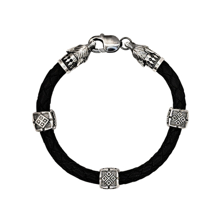 Женский браслет из кожи и серебра Лиса