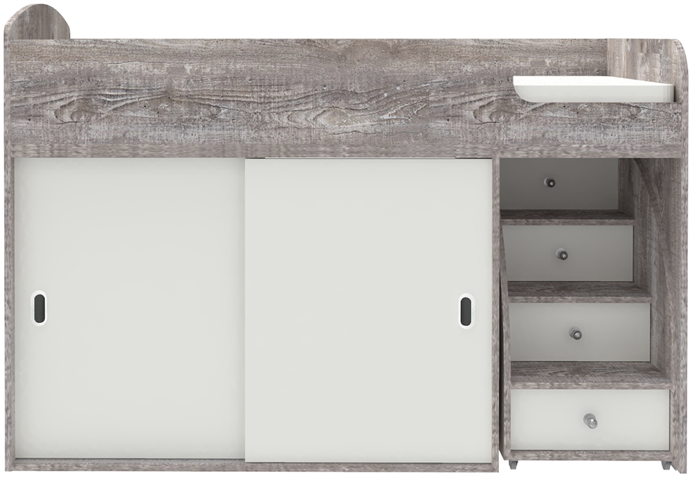 Кровать-чердак КарИВи Малыш Купе Бетон Белый