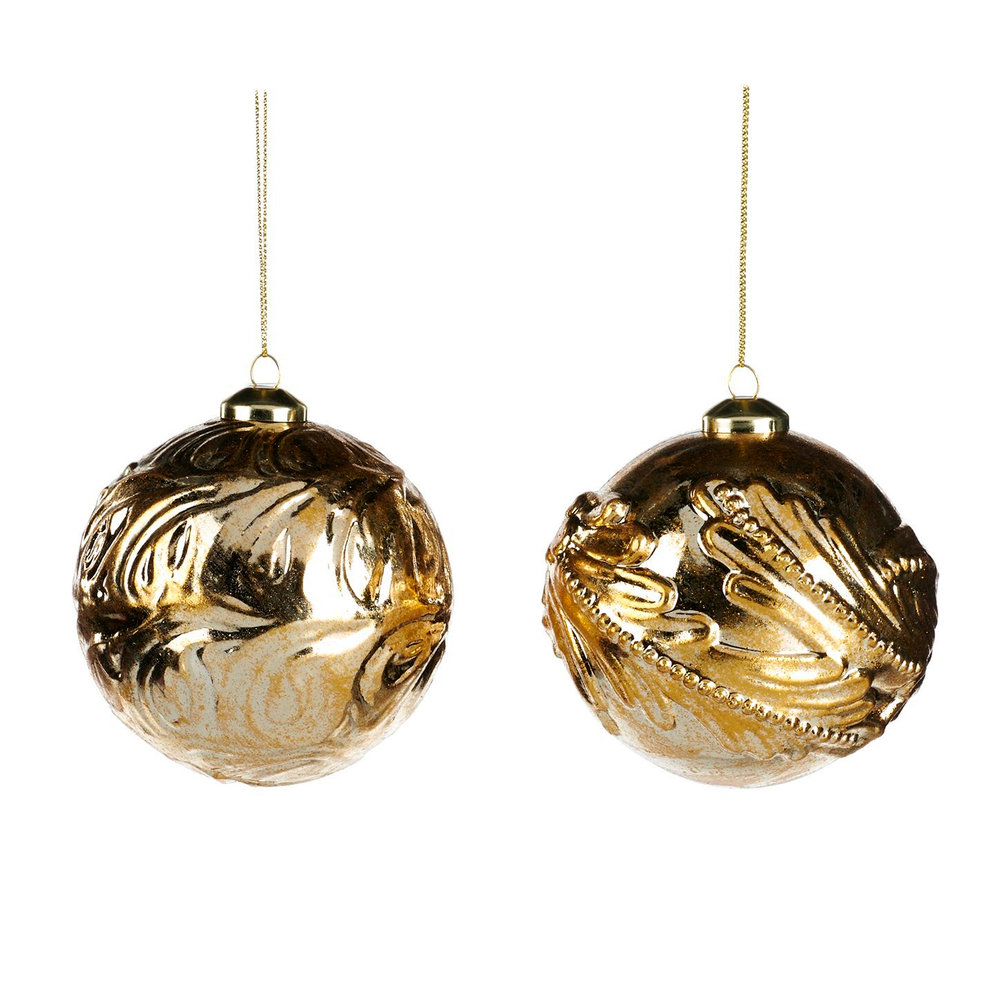 Шарик с листиками 9см Goodwill золотой