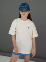 Бежевая футболка для девочки трикотажная