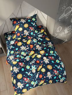 Наволочка комплект 2шт перкаль Сказка "Космонавт" 40x60 см на молнии