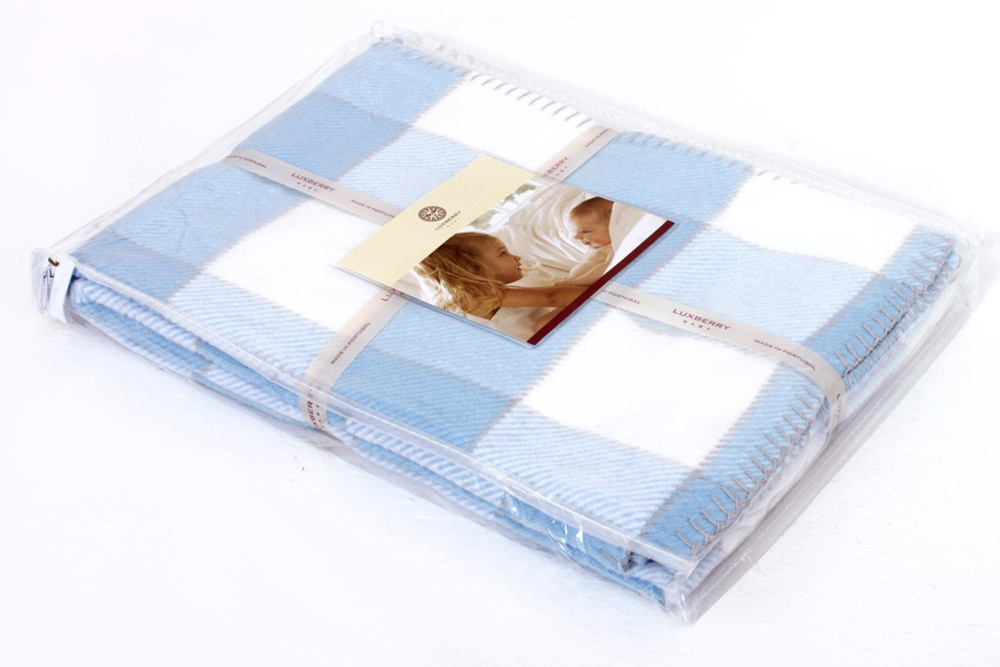 Элитный плед детский хлопковый Vanessa голубой от Luxberry упаковка