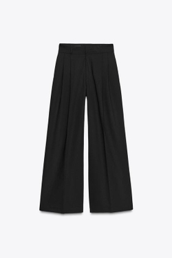 ZARA БРЮКИ С ЗАЩИПАМИ И КЛАПАНАМИ, ЧЕРНЫЙ