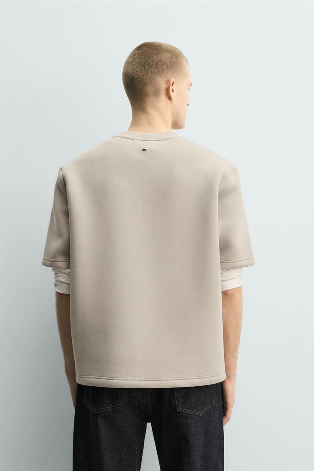 ZARA ТОЛСТОВКА СВОБОДНОГО КРОЯ ИЗ ВЫСОКОТЕХНОЛОГИЧНОЙ ТКАНИ, КАМЕННО-СЕРЫЙ