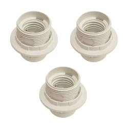 Патрон DORI подвесной, с кольцом термостойкий пластик для лампы E27, белый (3шт)