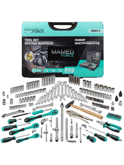 Набор инструментов 202пр. 1/4'', 3/8'', 1/2''(6гр.) MAMEDFORCE MF-42022-5