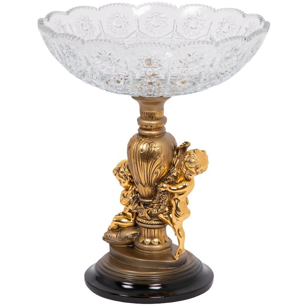 Фруктовница-конфетница Путти со стеклянной чашей 7373 Бронза