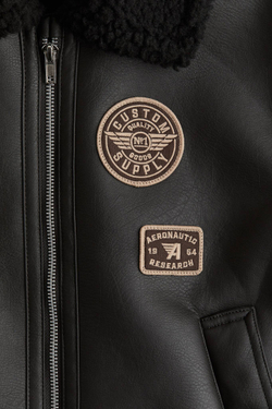 H&M Куртка-бомбер с вышивкой, черный