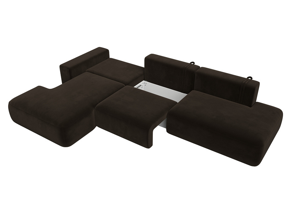 Диван угловой Лига-036 НПБ Модерн Лонг левый угол МИКРОВЕЛЬВЕТ Коричневый