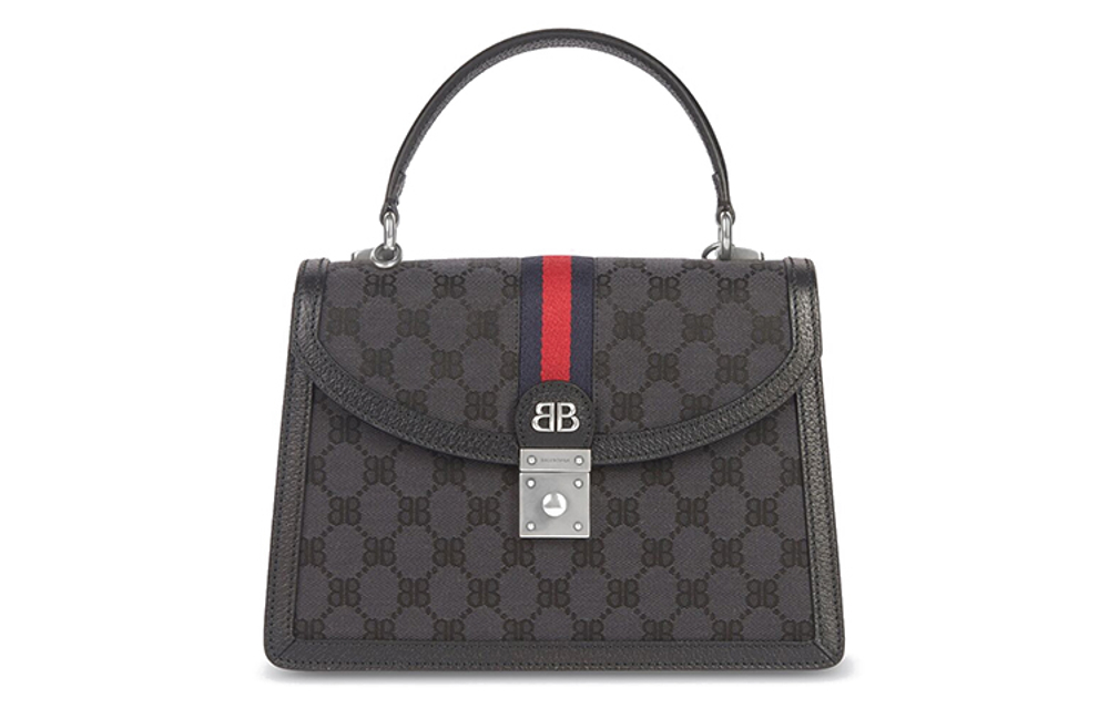 Balenciaga GUCCI Collaboration Canvas Leather Briefcase Small Women"s