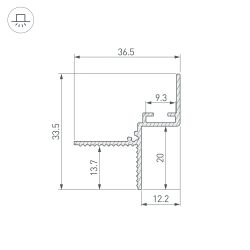 Профиль СEIL-SHADOW-12-3000 ANOD BLACK (Arlight, Алюминий) 052228