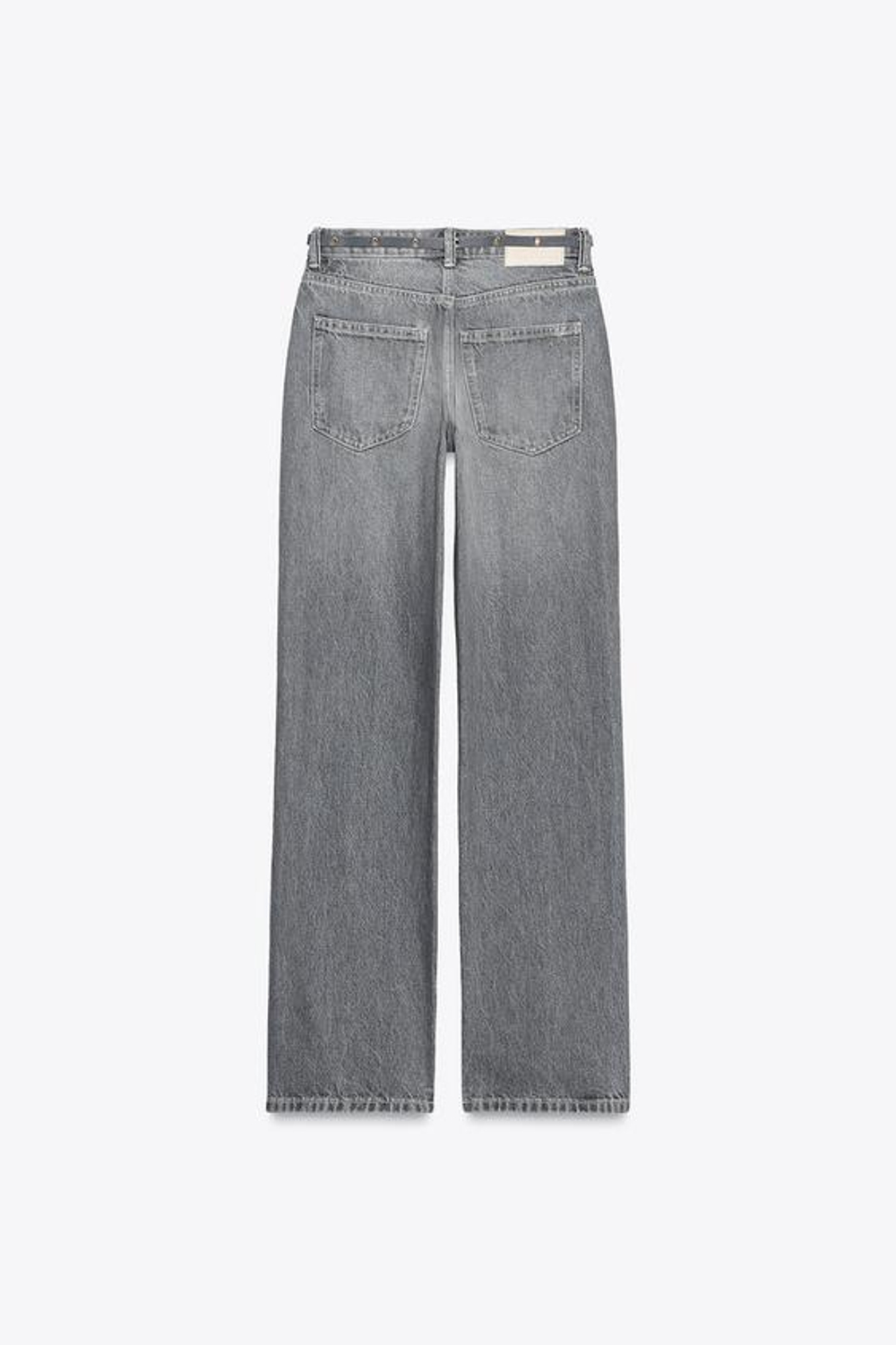 ZARA ДЖИНСЫ Z1975 REGULAR FIT С ВЫСОКОЙ ПОСАДКОЙ И РЕМНЕМ, СЕРЫЙ