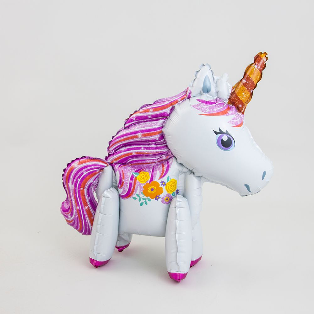 Шар 3D (23''/58 см) Фигура, Цветочный единорог, Розовый, 1 шт. в упак.