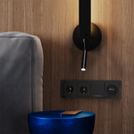 Розетка встраиваемая VOLTUM S70 с заземлением и защитными шторками, 16А, с USB, A+A, (черный матовый