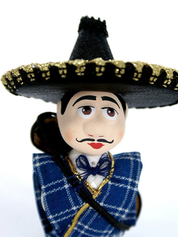 Кукла потешка Мексиканец. Игрушка фарфоровая ручной работы