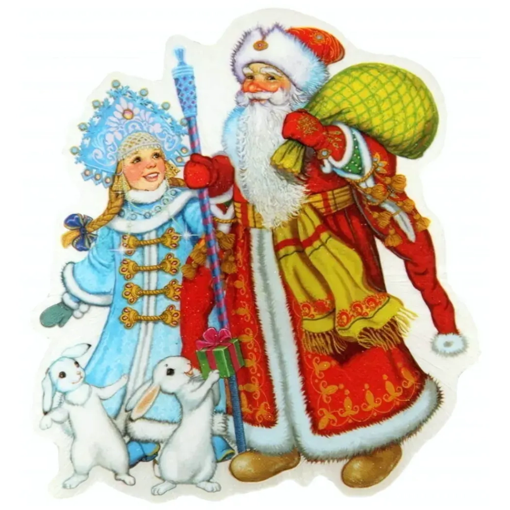 Украшение новогоднее «Дед Мороз, Снегурочка и зайчики» арт.42200/20 11*10*3