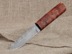 Нож Ханты-Манси, Дамасская сталь, рукоять мореная карельская берёза