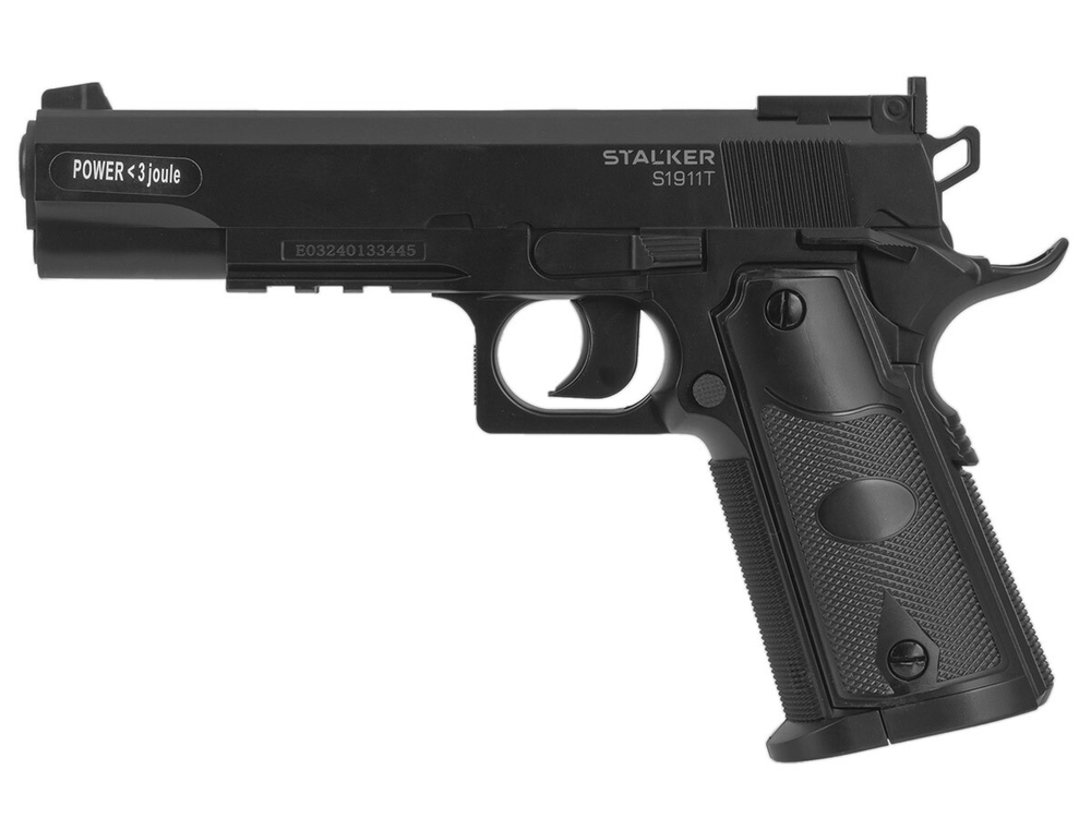 Пистолет пневматический Stalker S1911T (Colt 1911) к.4,5мм, 12г CO2, пластик, 120 м/с, чёрный (12 шт./ уп.)