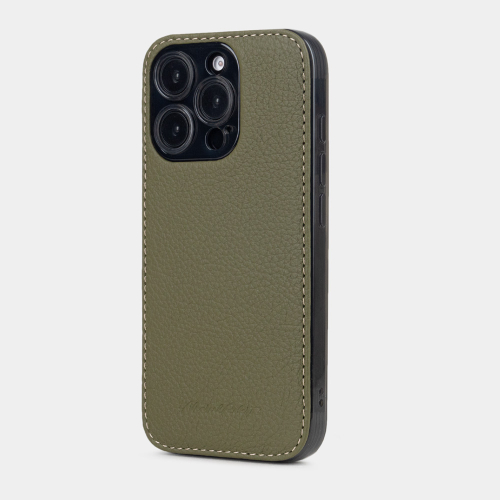 Чехол-накладка кожаная для iPhone 16 Pro Max, теленок зеленого цвета