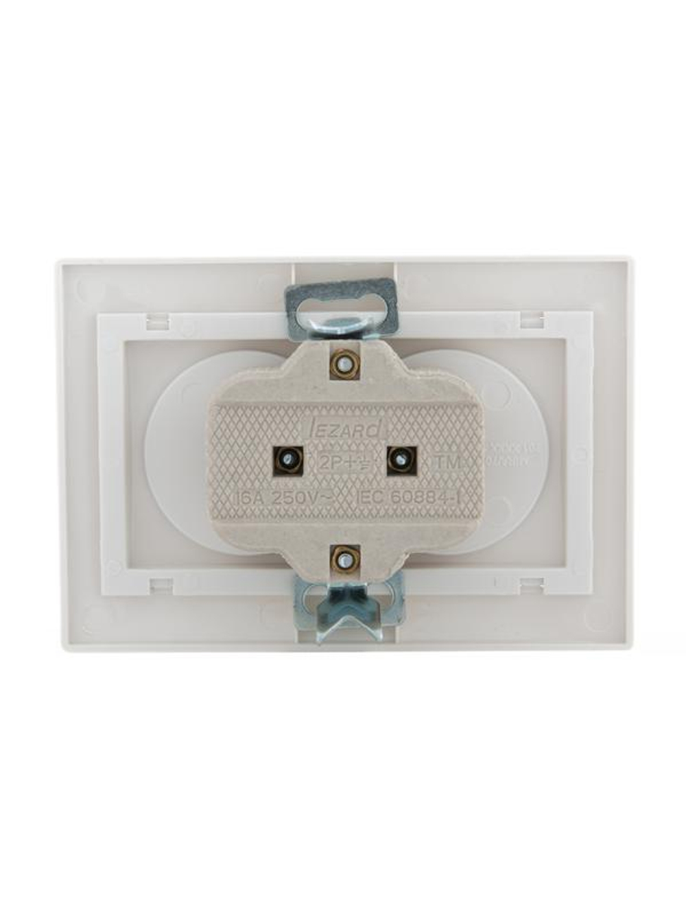 Розетка 2-м СП Mira 16А IP20 без заземл. с бел. вставкой керамика бел. LEZARD 701-0202-128