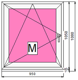 Пластиковое окно с поворотно-откидной створкой 1050 х 950 ТермА Эко + Москитная сетка