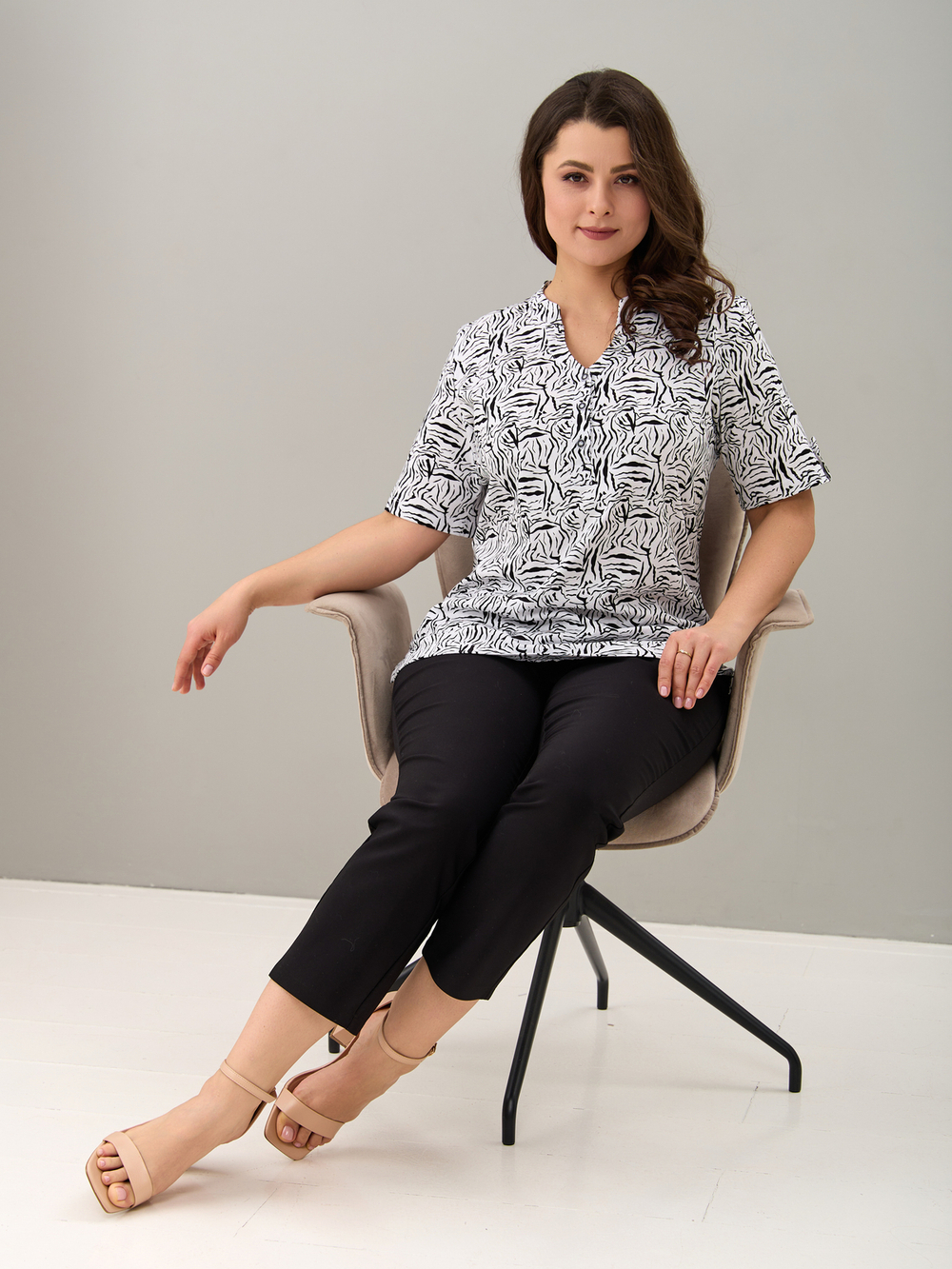 Блузка БЛ-122/белый-зебра