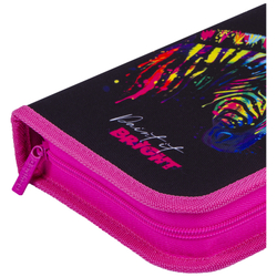 Пенал 1 отделение, 200*140*40 Berlingo "Neon Zebra", дополнительная откидная секция, полиэстер
