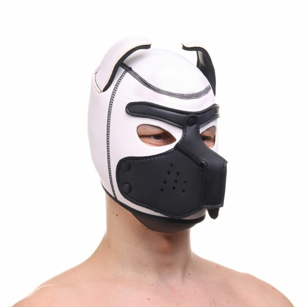 Белая неопреновая БДСМ-маска Puppy Play (Цвет: белый)