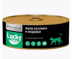 Lucky bits для кошек филе кролика и индейки с семенами льна, 100 г